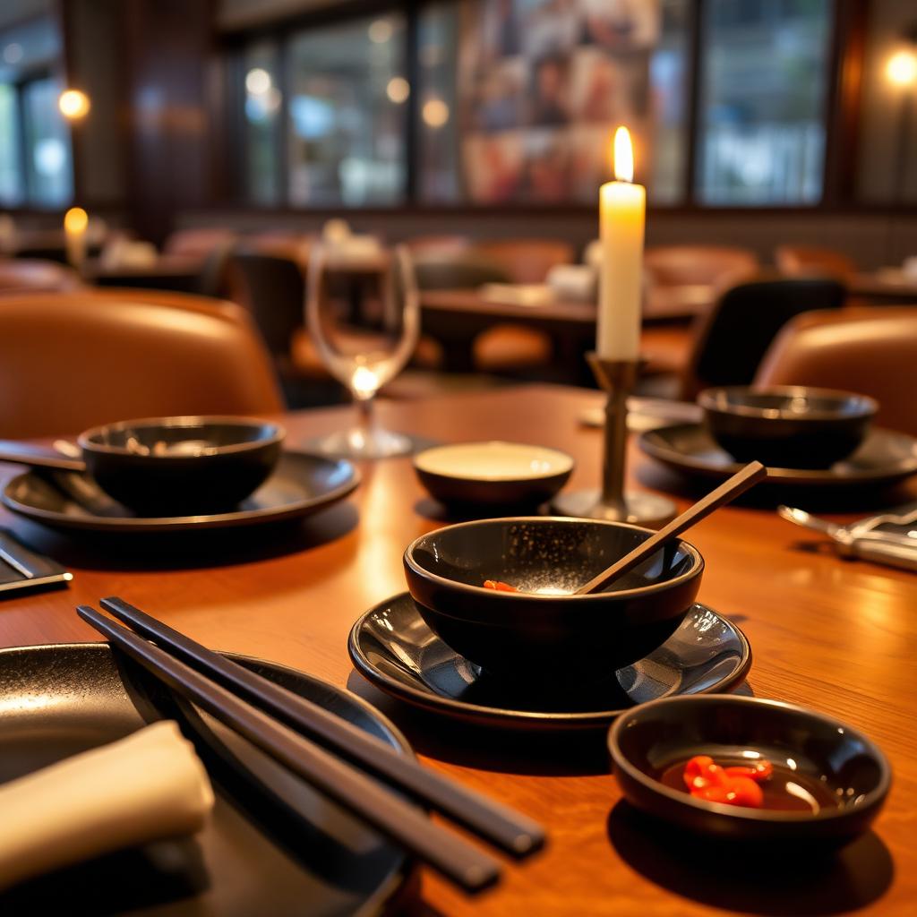 Table setting with candle light